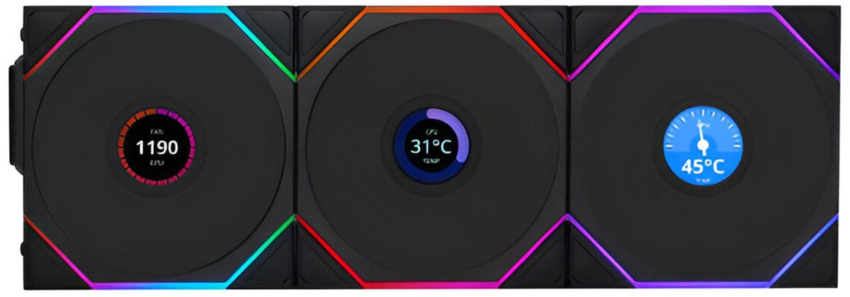PC用ファン・クーラー LIANLI UNI FAN TL Wireless LCD 120 3Pack Lian Li UNI FAN TL Wireless LCD 120 Reverse Blade Black